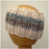 Dreadz Hand Knitted Ribbed Dreadlock Headband / Tube (Cream/Brown/Blue) (#021)