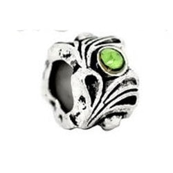 Dreadz Antique Silver with Green Rhinestone Jewel Dreadlock Hair Bead (5mm Hole) x 1 Bead