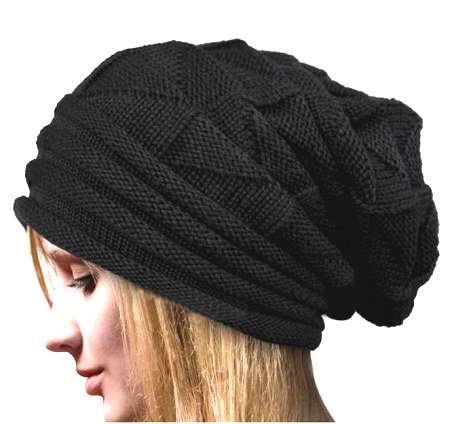 Dreadz Slouchy Ribbed Beanie Hat (Black) (AL-2020-2)