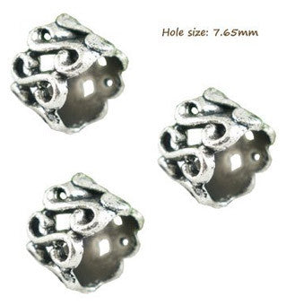 Dreadz Silver Large Hole Squiggle Dreadlock Hair Beads (7.6mm Hole) x 3 Bead Pack