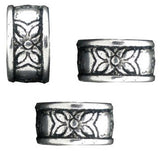 Dreadz Silver Flower Detail Dreadlock Hair Beads (5mm Hole) x 3 Bead Pack