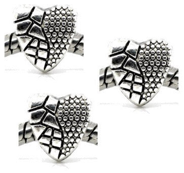 Dreadz Silver Heart Dreadlock Hair Beads (5mm Hole) x 3 Bead Pack