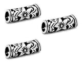 Dreadz Carved Silver Tube Dreadlock Hair Beads (5mm Hole) x 3 Bead Pack