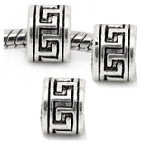 Dreadz Silver Greek Key Dreadlock Hair Beads (5mm Hole) x 3 Bead Pack