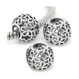 Dreadz Round Silver Flower Dreadlock Hair Beads (5mm Hole) x 3 Bead Pack