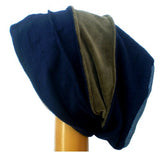 Dreadz Velvet & Fleece Tam/Beanie Hat (Navy Fleece/Green Velvet/Denim)