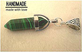 Dreadz Silver Bail Malachite Gemstone Dangle Dreadlock Hair Bead (5mm Hole) (GE-3) x 1