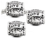 Dreadz Silver Love to Dance Barrel Dreadlock Hair Beads (5mm Hole) x 3 Bead Pack