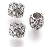 3 Dreadz Silver Lattice Weave Dreadlock Hair Beads each with a 5 millimetre inner hole, shown against a white background