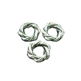 Three round, silver-knotted ring hair beads with 5.6 millimetre hole, ideal for dreadlocks, beards and braids, displayed against a white background