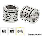 Dreadz Silver Carved Pattern Tube Dreadlock Hair Beads (5.8mm Hole) x 3