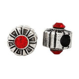 Dreadz Silver and Red Jewel Dreadlock Hair Beads (5.2mm Hole) x 1 Bead