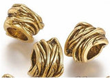 Dreadz Gold Wire Pattern Dreadlock Hair Beads (8mm Hole) x 1 Bead - three beads shown on white background