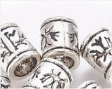 Dreadz Silver Leaf Tube Dreadlock Hair Beads (5mm Hole) PH-041 x 2 Beads - multiple beads displayed on a white background