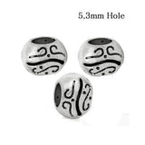 Dreadz Silver Patterned Dreadlock Hair Beads (5.3mm Hole) x 3 Bead Pack